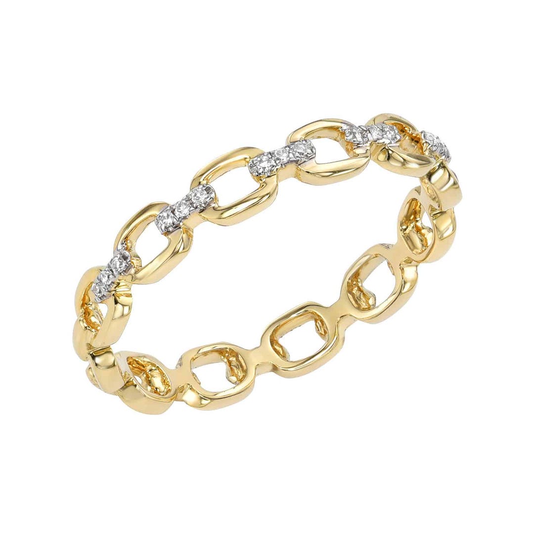 Golden Rings With Chain Diamond Chain Link Statement Ring 14k 18k Real Gold Sparkling Lab Grown ...