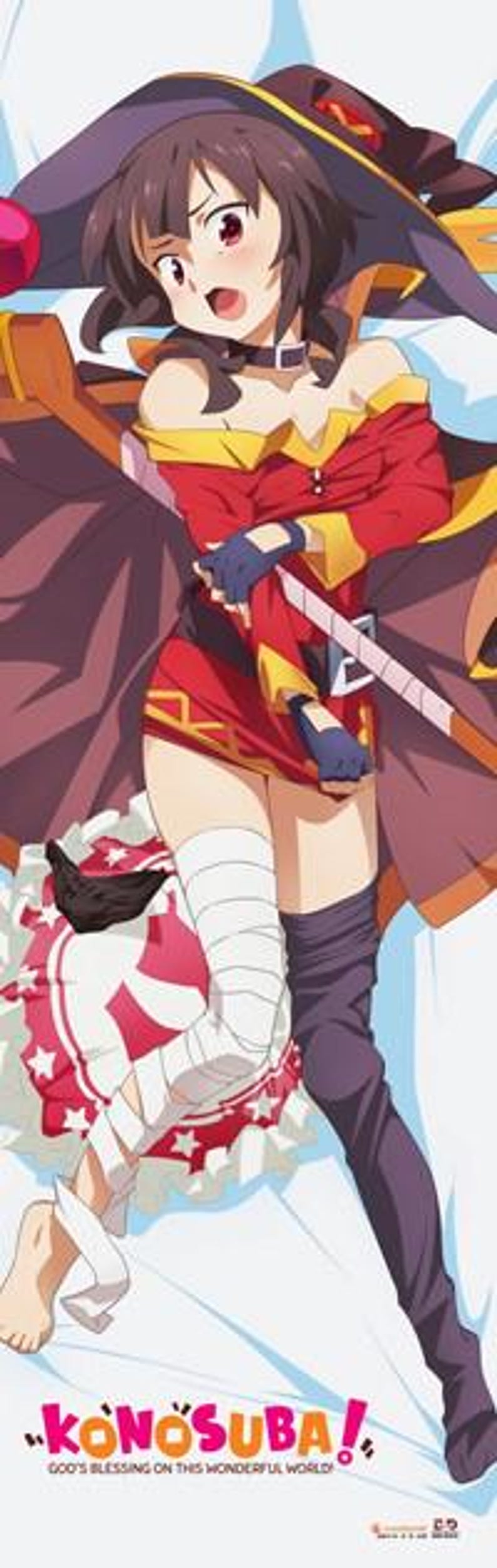 Konosuba Anime Kroppskudde Dakimakura (20" x 63" tum) [Välj Aqua eller Megumin] Stor Superbekväm Megumin