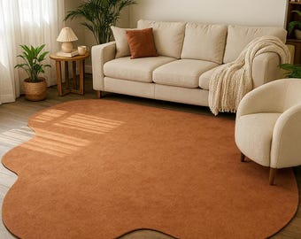 Terracotta Blob Rug | Handcrafted Modern Accent Carpet