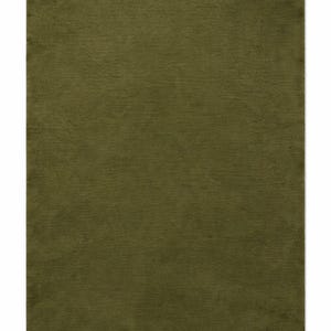 Handwoven olive green wool rug in solid color, modern minimalist floor rug for cozy home interiors