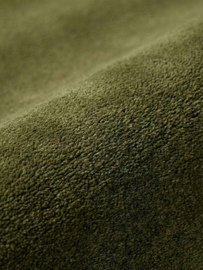 Elegant olive green floor rug with plush texture, modern neutral area rug for stylish interiors