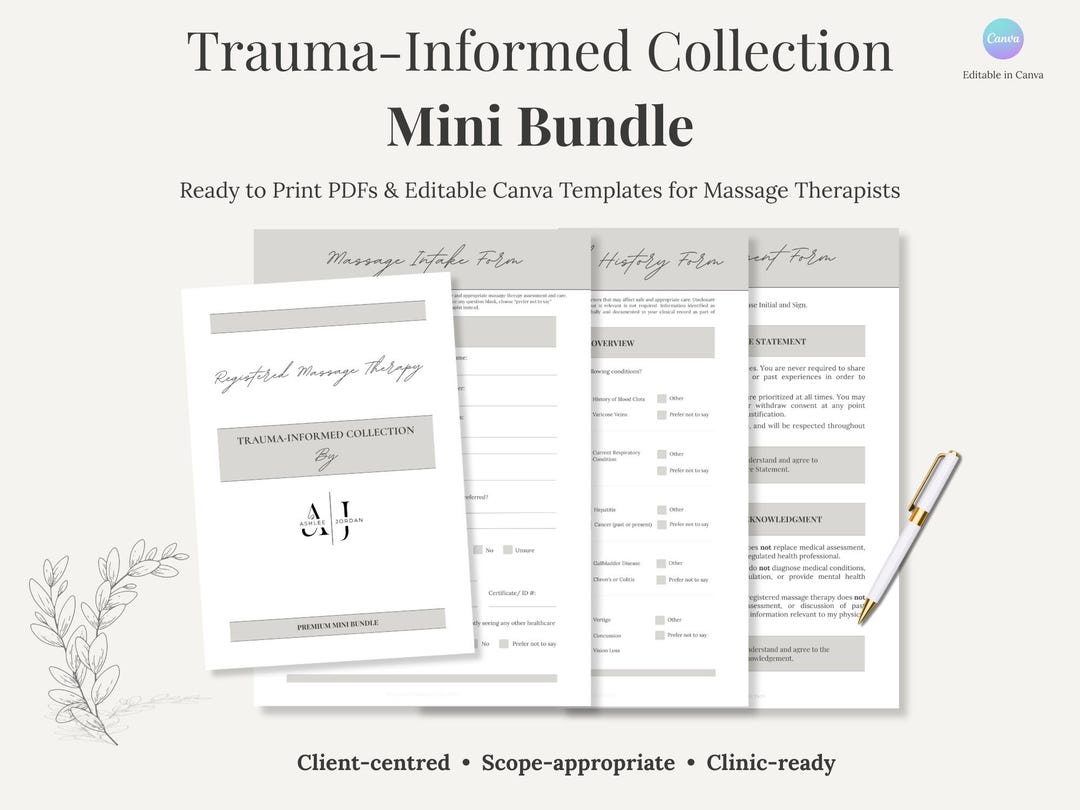 Trauma-informed Massage Documentation Bundle | Intake, Health History ...
