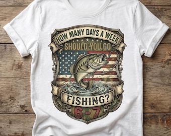 Camiseta divertida de pesca para usar 6 o 7 días a la semana, camiseta de pesca de lubina, camiseta con humor para pescadores, regalo de pesca para papá, camiseta gráfica para pescadores (EE. UU.)