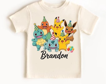 Personalized Birthday Boy Shirt Custom Name Anime Characters Kids Tee Cute Family Party Outfit Toddler Birthday Custom Text Shirt