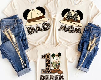 Custom Safari Family Shirt Matching Disney Trip Tee Personalized Mickey Mom Dad Birthday Top Animal Kingdom Outfit Leopard Print Name Gift