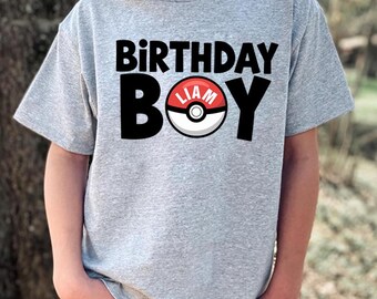 Custom Birthday Boy Shirt Personalized Name Ball Tee Anime Theme Kids Party Outfit Toddler Custom Text Top Gaming Birthday Gift