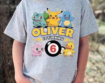 Custom Anime Monster Birthday Shirt Personalized Name Age Kids Tee Turning 6 Birthday Boy Outfit Family Matching Party Gift Shirt