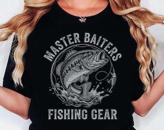 Camiseta de pesca, camiseta Master Baiters, camiseta de pesca de lubina, regalo de pescador para papá, camiseta para amantes de la pesca, ropa de pesca al aire libre
