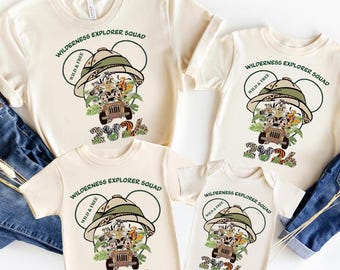 Custom Disney Safari Family Matching Shirt Personalized Wilderness Explorer Squad Tee Retro Animal Kingdom Mickey Vacation Top Travel Outfit