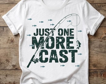 Camiseta "Just One More Cast", divertida camiseta de pesca, regalo de pescador, camiseta de pesca de lubina, camiseta para amantes de la pesca, regalo para papá pescador