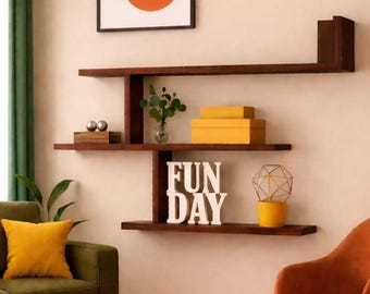 Modern Wall Shelf – Wooden Floating Shelves for Living Room, Office, or Bedroom Decor