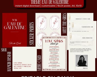 Galentine Girls Night Printable | Digital Download | Perfume Making Party | Valentine Party Decor | Canva Templates