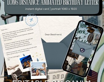 Animated Long Distance Birthday Letter – Editable Canva Template (Instant Download)