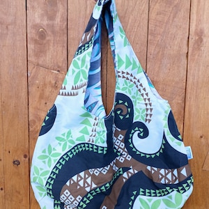 Reversible Fabric Shopping Bag Green Tribal/Gray Tribal