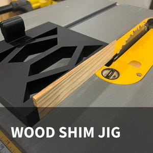 Table Saw Shim Jig | 3D Printed Wood Shim Cutting Guide Tool for DeWalt and Rigid Saws | Precision Woodworking for Cabinet and Trim Work