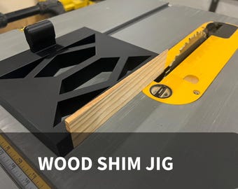 Table Saw Shim Jig | 3D Printed Wood Shim Cutting Guide Tool for DeWalt and Rigid Saws | Precision Woodworking for Cabinet and Trim Work