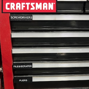 Craftsman Toolbox Drawer Labels | 3D Printed Tool Chest Organizer Tags | Slide-On Custom Drawer Labels for Garage & Workshop Storage