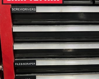 Craftsman Toolbox Drawer Labels | 3D Printed Tool Chest Organizer Tags | Slide-On Custom Drawer Labels for Garage & Workshop Storage