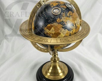 Ręcznie wykonany mosiężny globus, obrotowy element dekoracyjny na biurko w stylu antycznym, styl marynistyczny do biura i domu