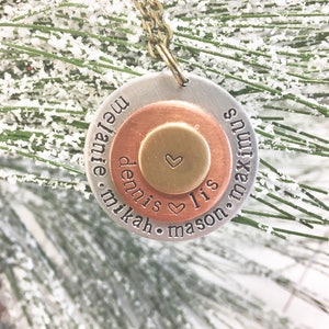 Personalized Mixed Metals Family Circle Necklace or Keychain image 1