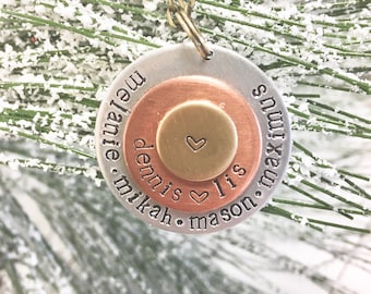 Personalized Mixed Metals Family Circle Necklace or Keychain