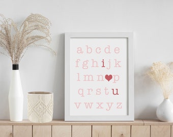 I {heart} U Digital Printable Black or Blush