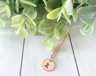 Rose Gold Initial Necklace Mothers Children