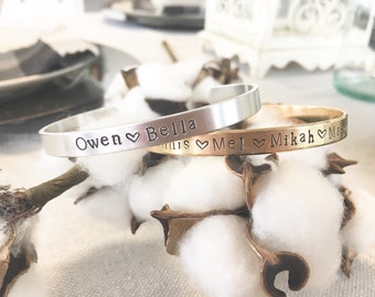 My Everything Mother's Metal Cuff Bracelet Personalized with Childrens Names