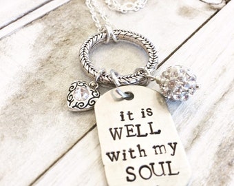 It is Well with my Soul Hand Stamped Necklace Silver