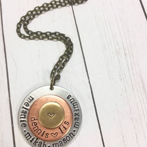 Personalized Mixed Metals Family Circle Necklace or Keychain image 2