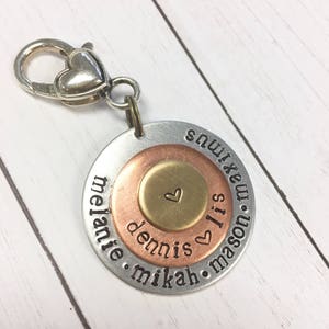 Personalized Mixed Metals Family Circle Necklace or Keychain image 3
