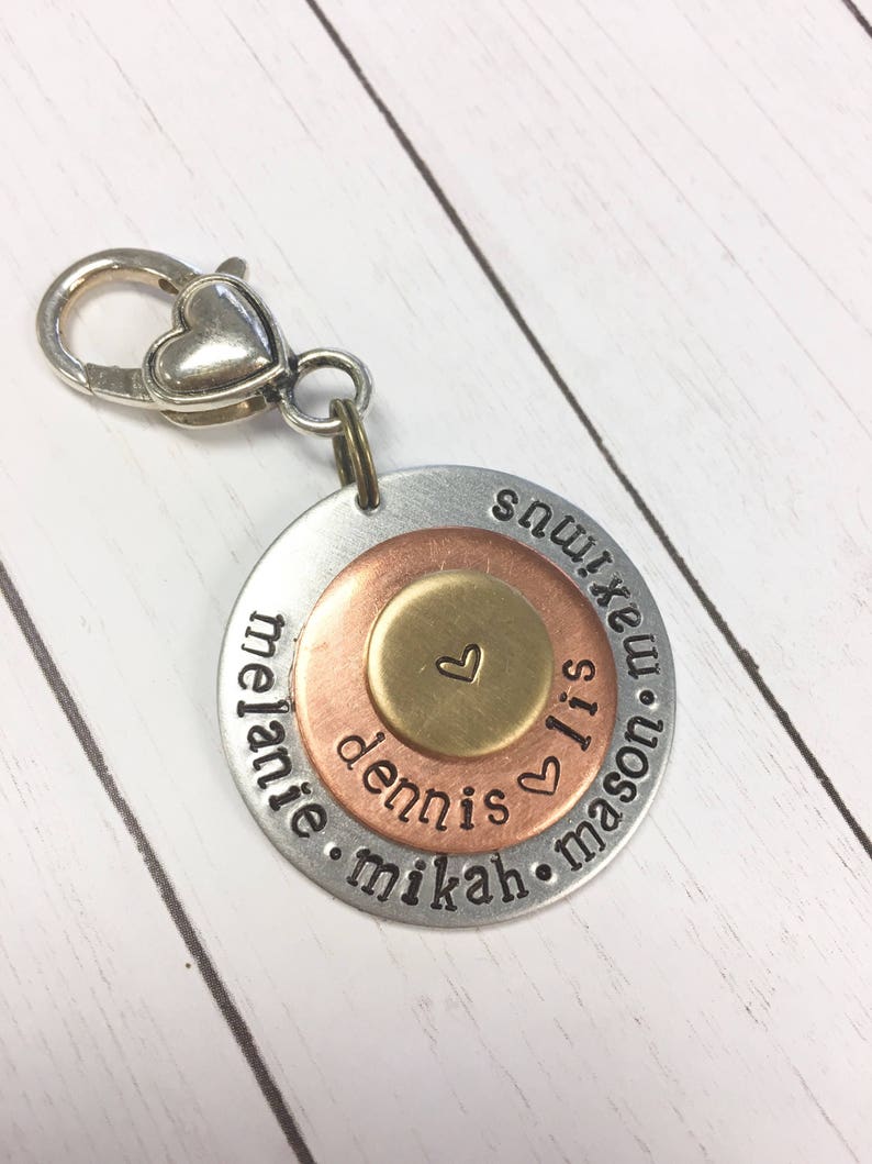 Personalized Mixed Metals Family Circle Necklace or Keychain image 3