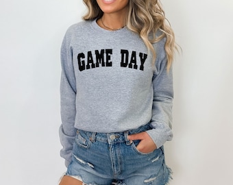 GAME DAY Athletic Grey Crewneck Sweatshirt with Personalized Back