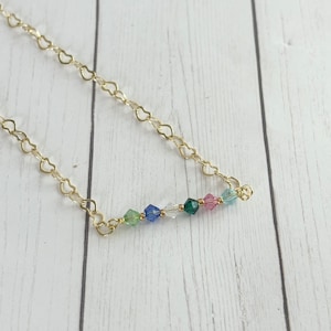 Custom Heart Link Birthstone Necklace image 1