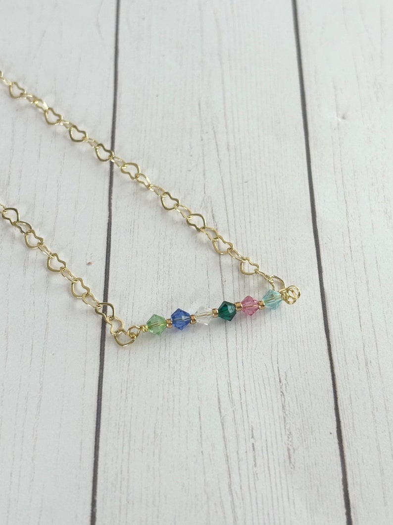 Custom Heart Link Birthstone Necklace image 1