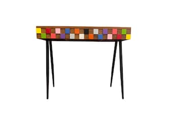 Teak mid century modern multicolor console