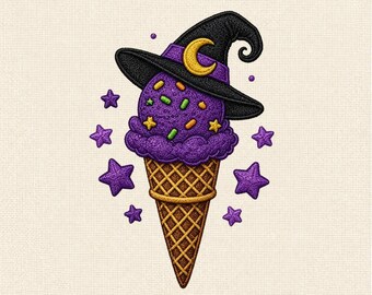 Halloween Hexe Eis Stickdatei, Stickmuster, Maschinenstickerei, gruseliges Eis Stickmuster