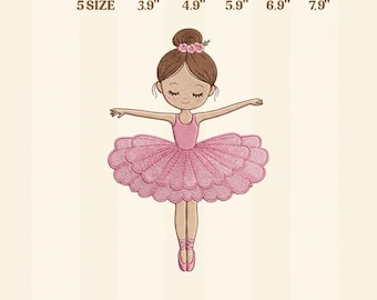 Ballet Girl Embroidery Design, Ballerina Dress Pink Tutu, Cute Dance Girl Embroidery, Kids Ballet Shirt Design, Machine Embroidery File