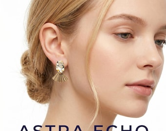 18K Gold Plated Sterling Silver Studs | Art Deco Fan Earrings | Abstract Geometric Jewelry | Vintage Style