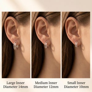 S999 Pure Silver Mobius Double Hoop Earrings, Twisted Huggie Hoops, Interlocking Eternity Hoops, Minimalist Everyday Jewelry 10mm 12mm 14mm image 5
