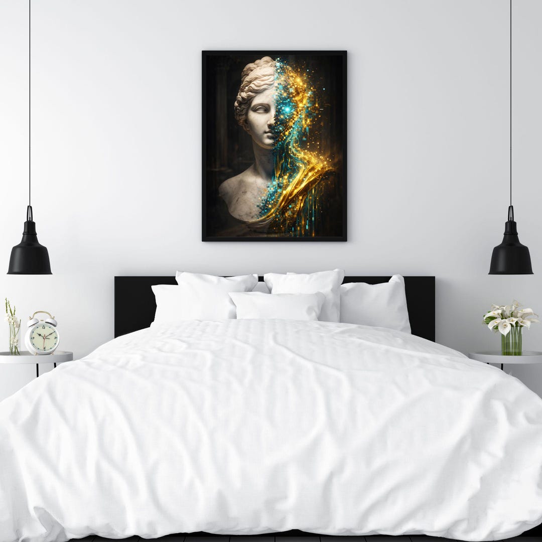 Cyber Rennaisance Cyber Renaissance Goddess Wall Art, Shattered Marble Statue Print ...