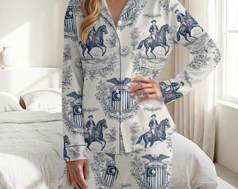 George Washington Pajama Set, USA 250th Anniversary Satin PJs, Patriotic American History Sleepwear, 1776 Birthday Loungewear, Summer PJs