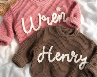 Personalized Baby Name Sweater, Custom Knit Toddler Pullover, Soft Kids Jumper, Baby Shower Gift, Birthday Outfit, Photo Prop, Keepsake