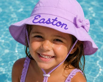 Personalized Kids Bucket Hat with Custom Name Embroidery, Toddler Sun Hat, Baby Girl Summer Beach Cap, Beach Vacation Birthday Gift Idea