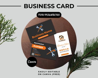 Plumbing Business Card Template | Editable Canva Design for Plumbers
