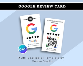 Google Review Card | QR Code Template for More Customer Reviews (Canva)