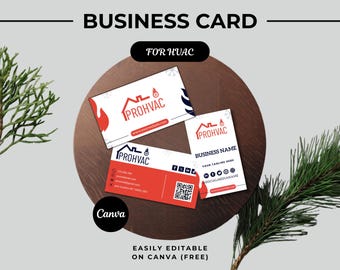 HVAC Business Card with QR Code | Editable Canva Template