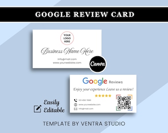 Google Review Card Template | Editable QR Code Feedback Sign For Service Based Businesses
