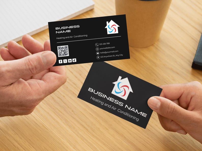 Heating & Cooling Business Card Template | Editable Canva Design - Etsy