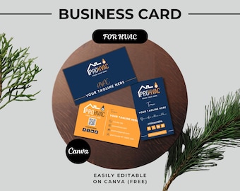 HVAC Business Card Template | Editable Canva Card for Heating & AC Contractors